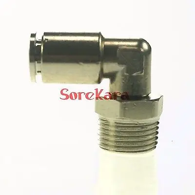 Pneumatic Nickel Brass ELbow Push In Connector Union Quick Release Air Fitting Plumbing 3/8