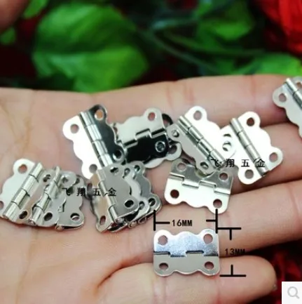 

50 шт. 16*13 мм стальные петли с никелированным покрытием для ювелирных шкатулок, маленькие петли-бабочки
