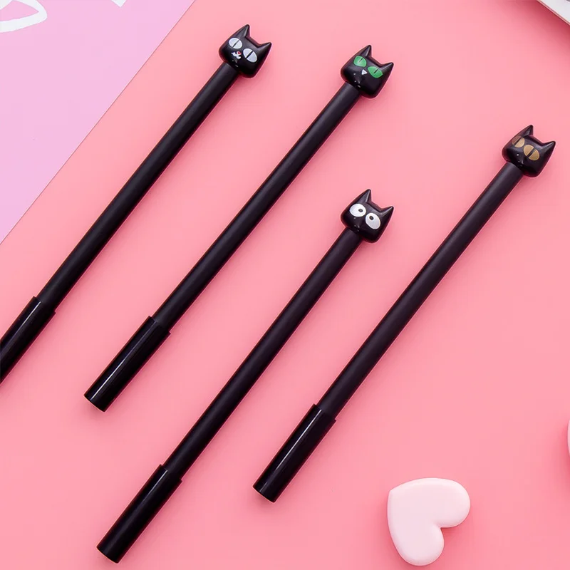 

1 PCS Cats Expression Black Cat Doll Neutral Pen Mysterious Black Neutral Pen Cartoon Black Cat Kawaii School Supplies Pen