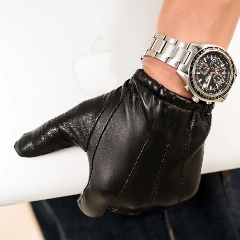 Prime Classic Men\'s Police Gloves Slim Fit Tight Style Tactical Dress Chauffeur Real Nappa Leather Gloves For Driving