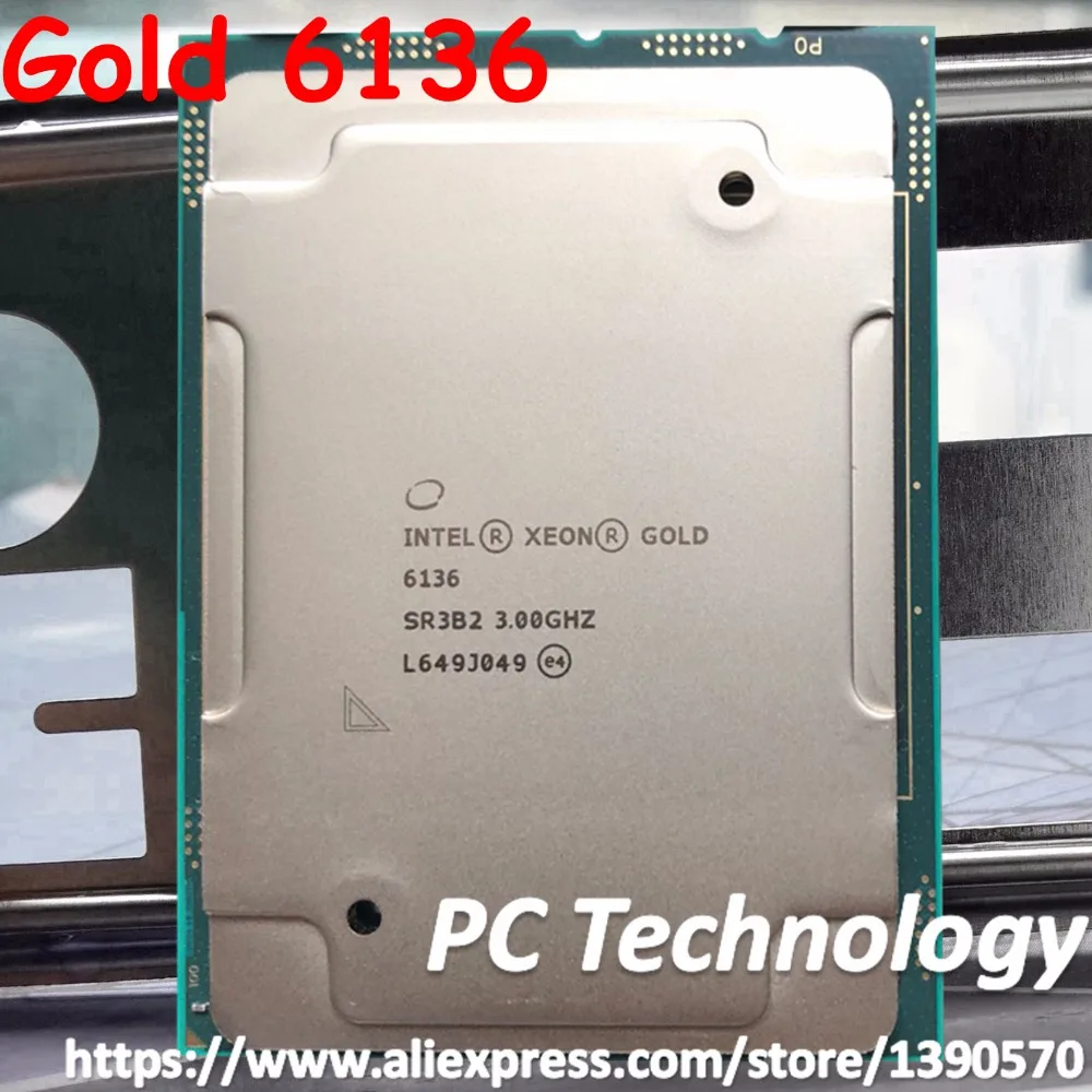 New Original Intel Xeon Gold 6136 SR3B2 Gold6136 Processor 24.75M Cache 3.00GHz 12-cores 148W LGA3647 Scalable CPU free shipping