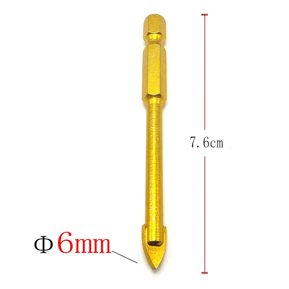 

HOEN 1Pcs 6mm 1/4" Hex Shank Titanium Coated Drill Bit Set Acessorios Electric Hand Tile Coated Glass Drill Drilling Tools