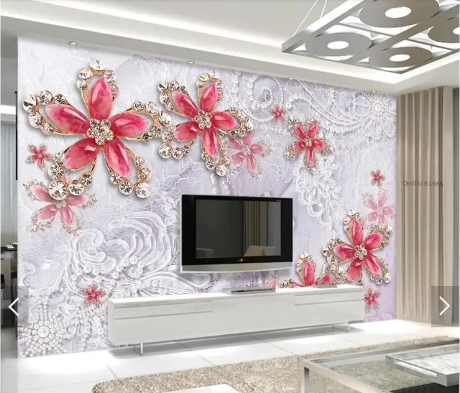 

European Embossed Flower 3D Mural Photo Wallpaper for Living Room Decor Hand Painted Contact Paper Murals Rolls