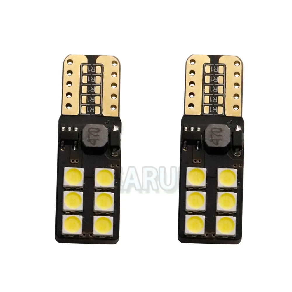 100pcs T10 Bulb 12 SMD 3030 w5w bulb led Canbus  Signal License Plate Lamps 194 168 Interior Lights No Error 7 Color 12V