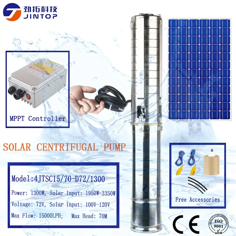 

(MODEL (4JTSC15/70-D72/1300) JINTOP 4 INCHE SOLAR PUMP DC 1300W 72V Impeller solar water pump with oil cooling motor 3 years war