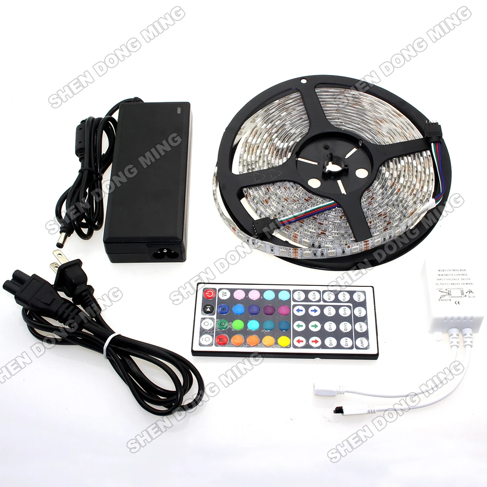 

Tape Car lamp Home Decor Car lamp 5050 LED strip Light 5M 60LED/M RGB Waterproof +12V 6A Adapter+44key Remote Controller