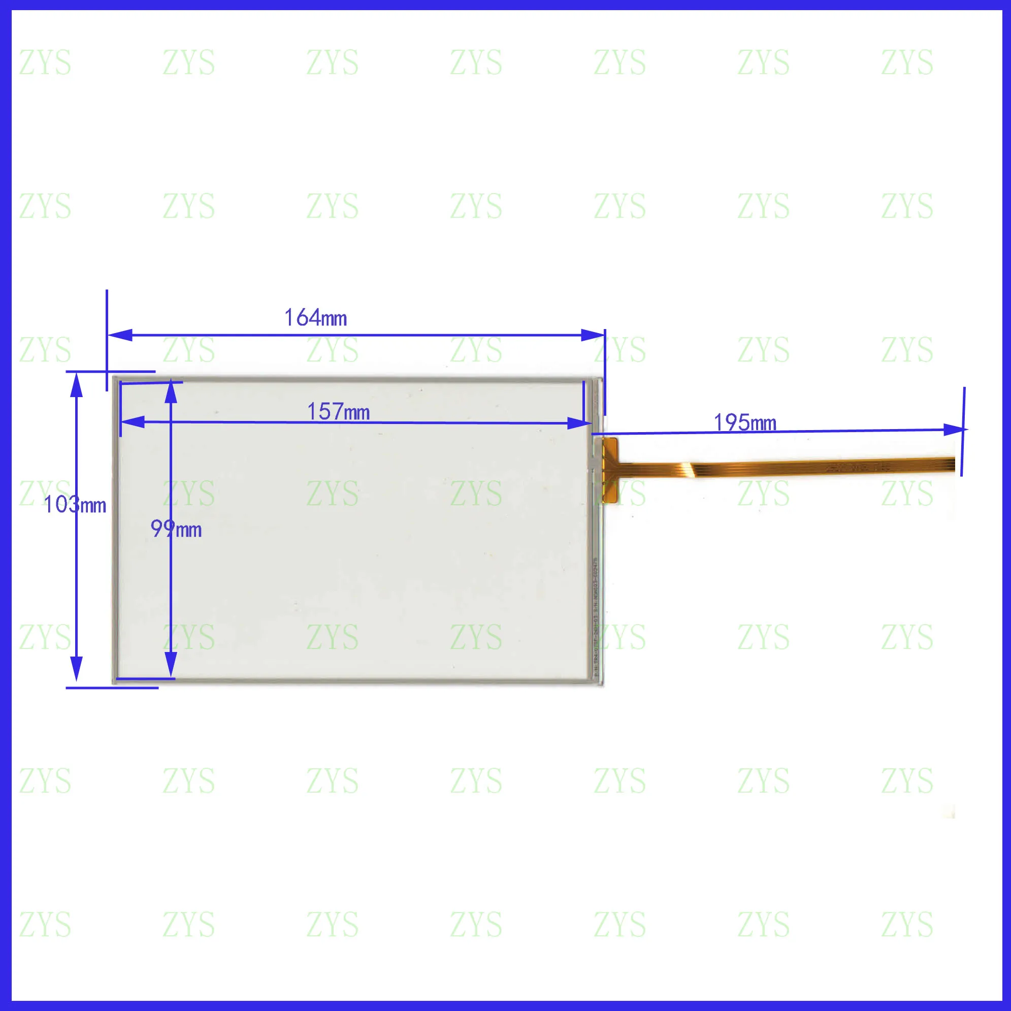 

ZhiYuSun 164*103mm 4-wire resistive touch panel for Car DVD screen glass this is compatible the line is 195mm