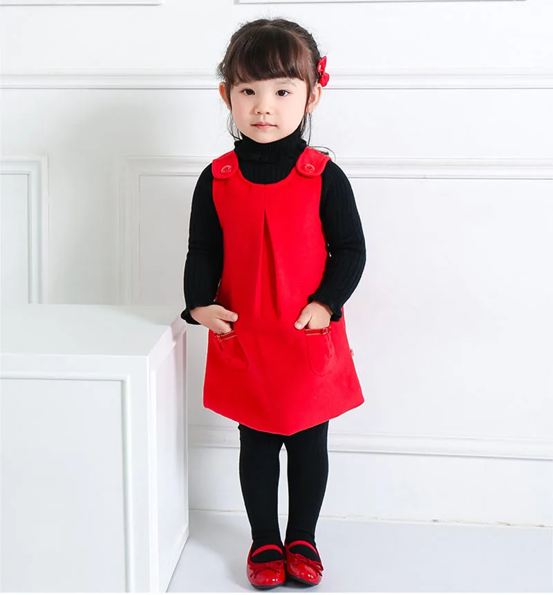 1pc Lucky Red Baby Girls Fashion Toddler Kids Spring Autumn Winter Jumper Sleeveless Vest Tank Dress Children Dresses Clothing