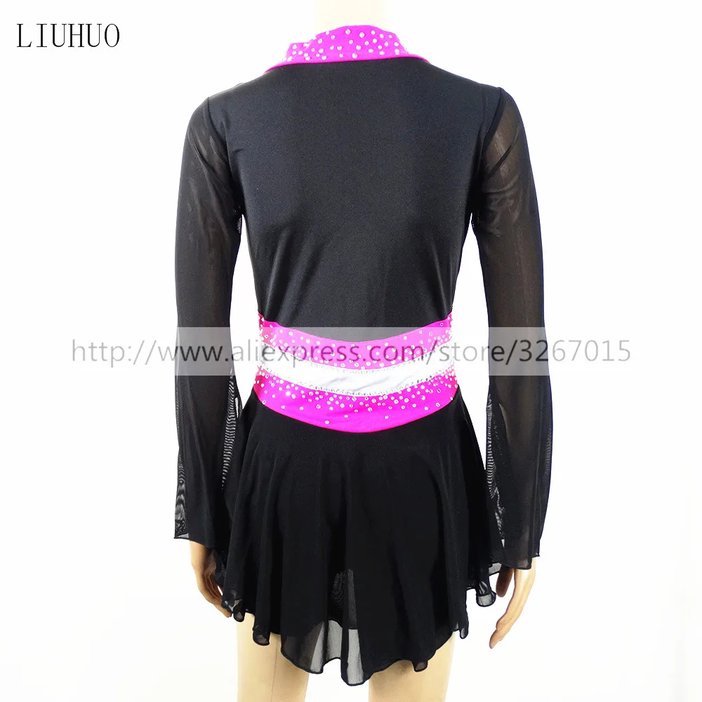 LIUHUO Figure Skating Dress Women\'s Girls Ice Performance Gymnastics Competition Black Dance Costume Chinese Style Teens Skirt