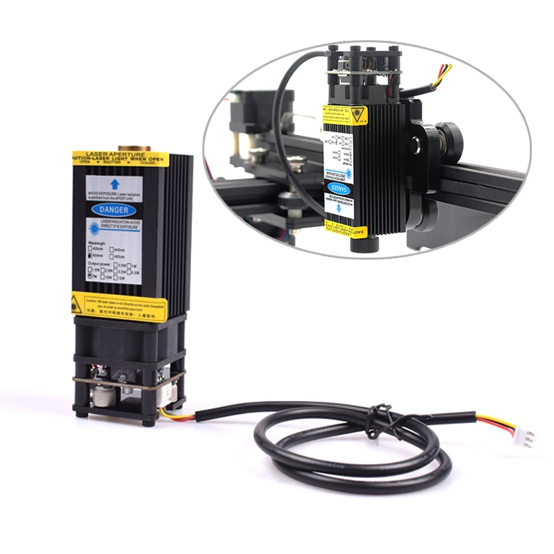 CNC الأزرق النقش بالليزر وحدة 15 W 5.5 W 7 W 450nm 12 V focusable من وحدة ليزر آلة الحفر جزء الليزر رئيس مع TTL PWM