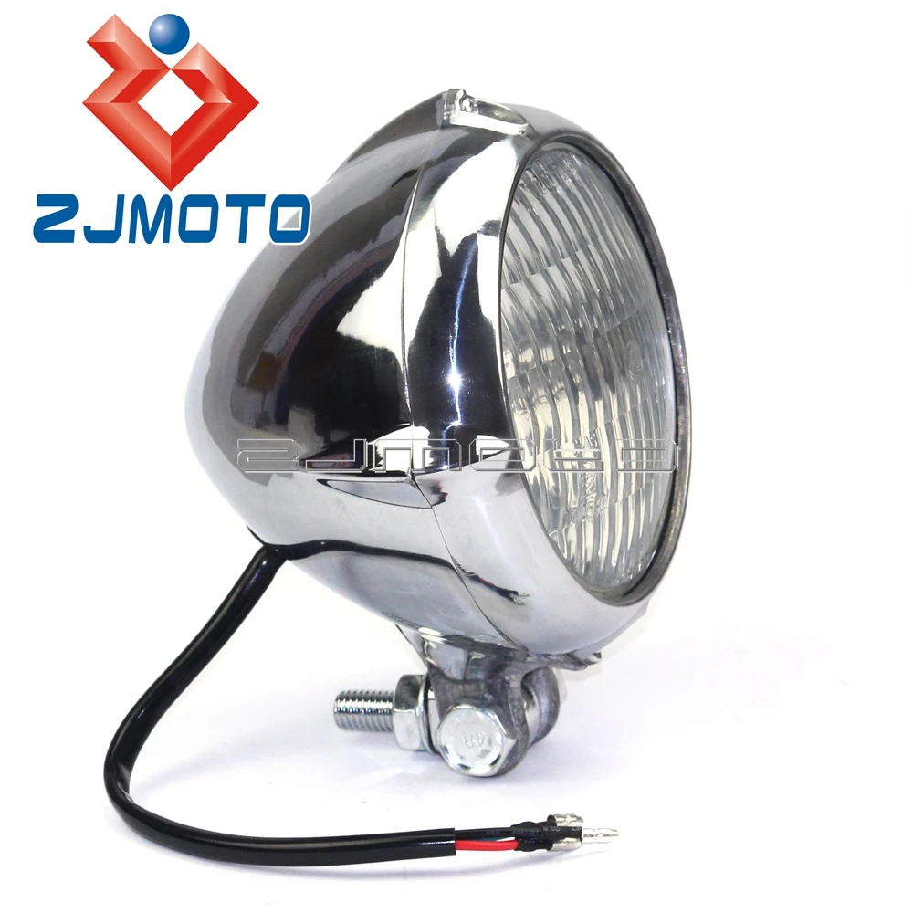 Motorcycle Aluminum Headlamp Amber Light H4 Headlight For Harley Sportster Honda Yamaha Custom XS650 Cafe Racer Bobber Chopper