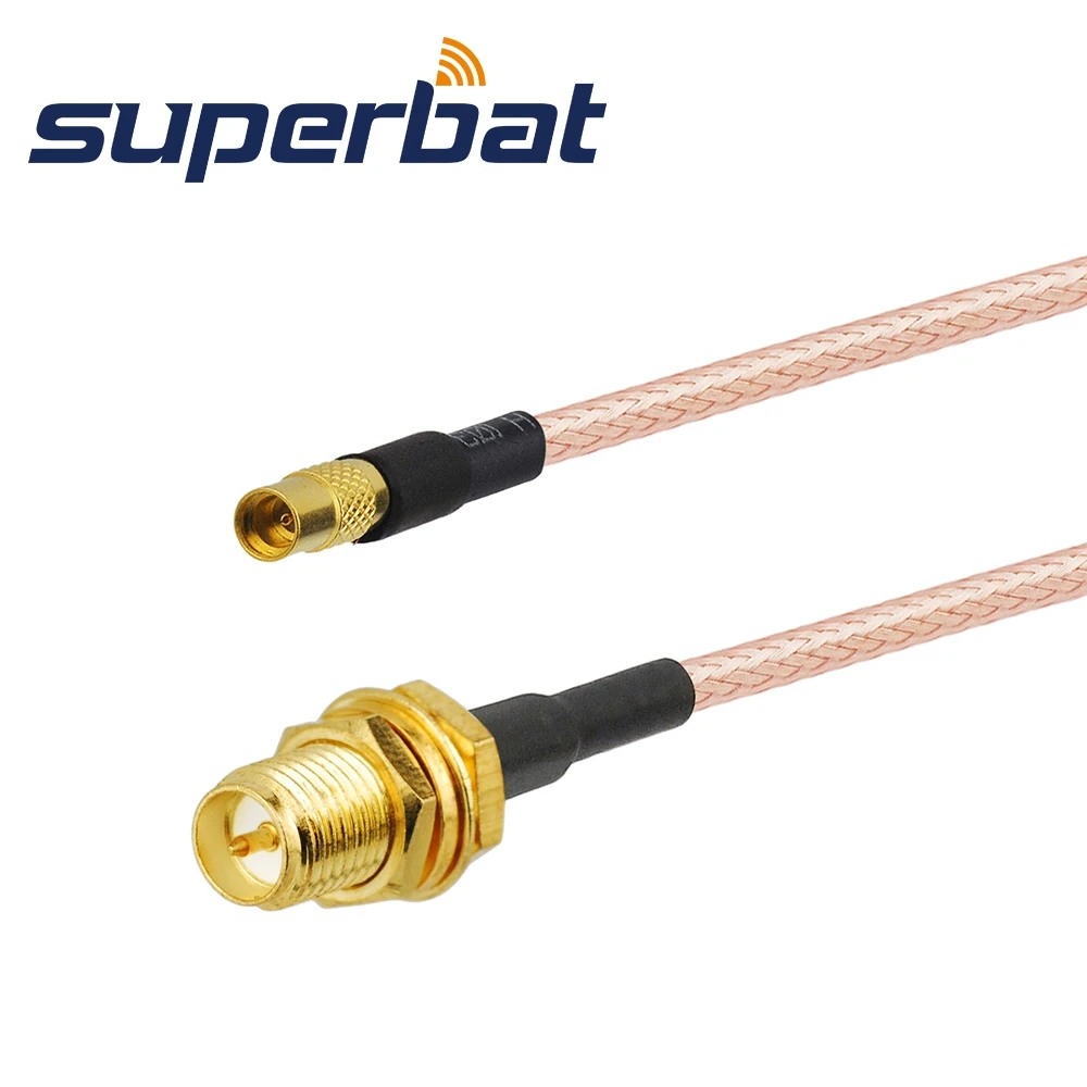 Superbat MMCX Straight Jack to RP-SMA BulkHead Female Pigtail Cable Antenna Feeder Cable Assembly RG316