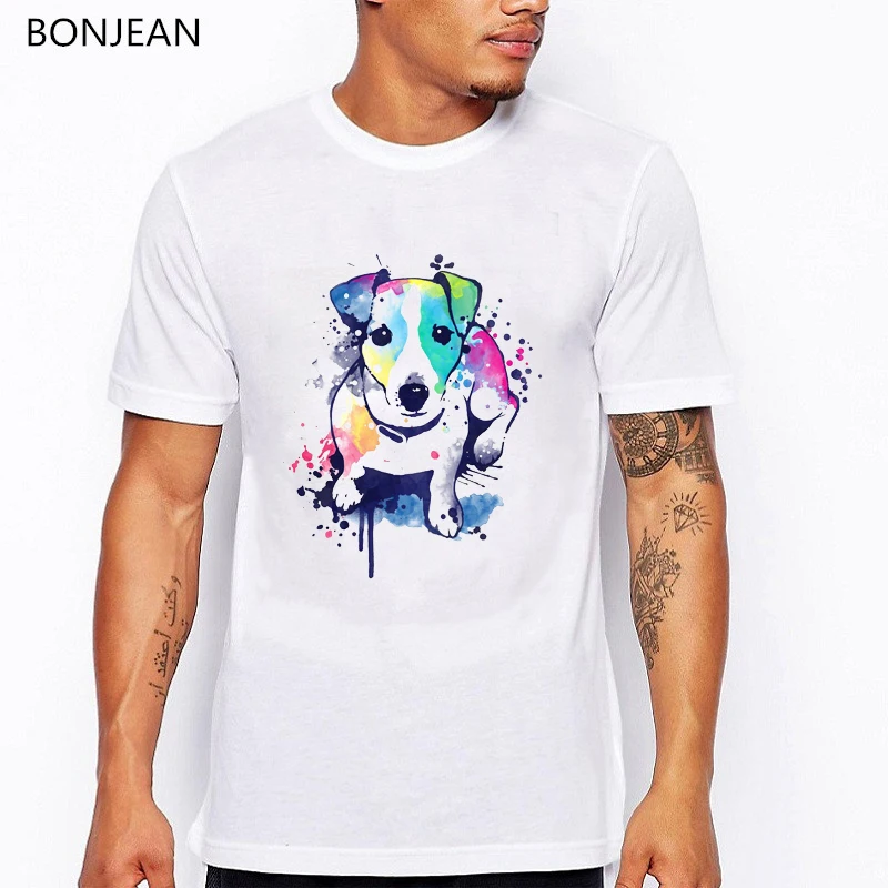 

Watercolor Jack Russell Terrier Animal Print T Shirt Men Harajuku Shirt Dog Lovers Funny Tshirt Men T-Shirt Camisetas Hombre