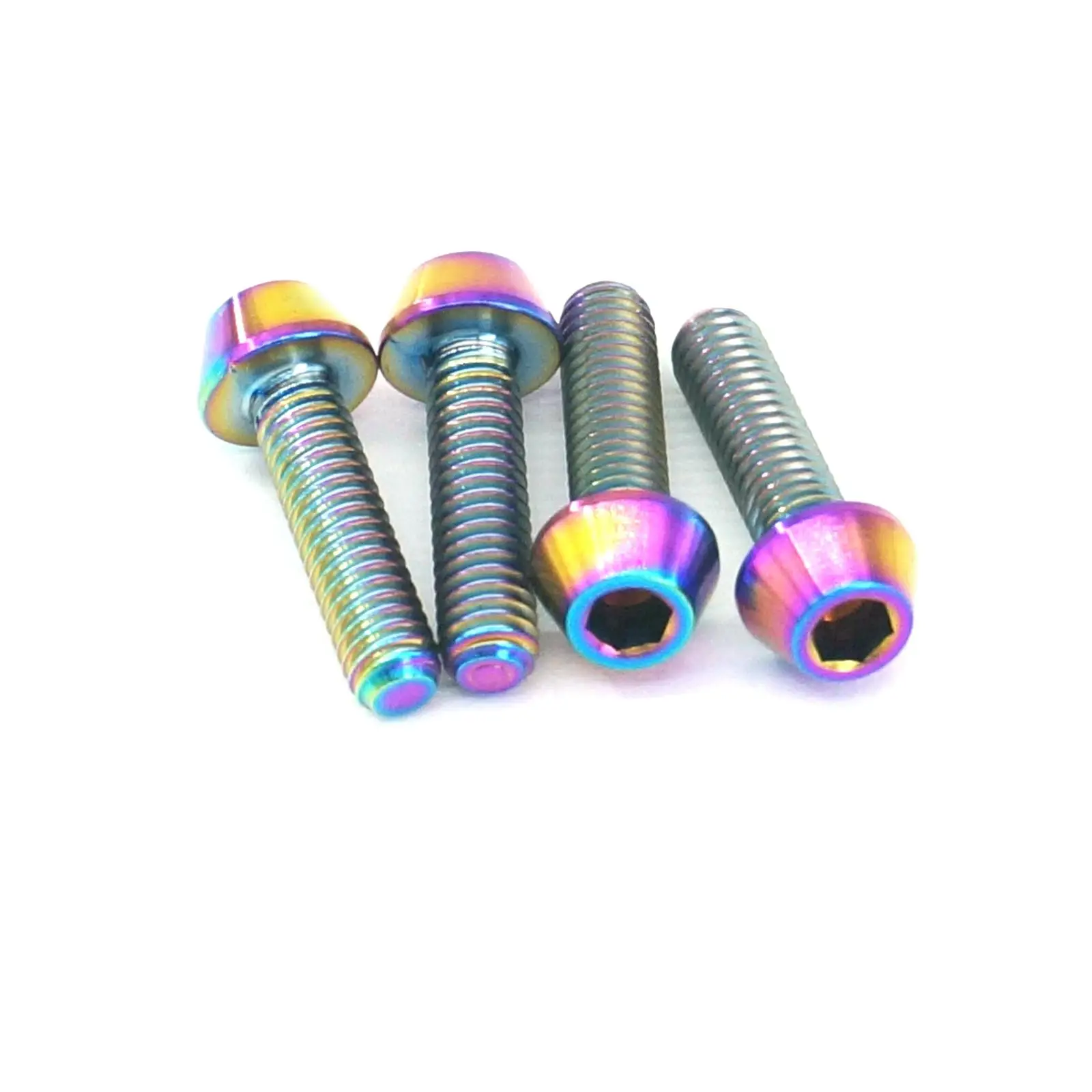 4 PCS M4x15mm Rainbow GR5 Titanium Cone head Bolts For Bike Rear Derailleur