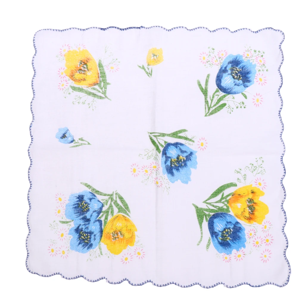 10pcs Fashion Cotton Women Cute Square Handkerchief Flower Printed Hanky Wedding Party Gifts