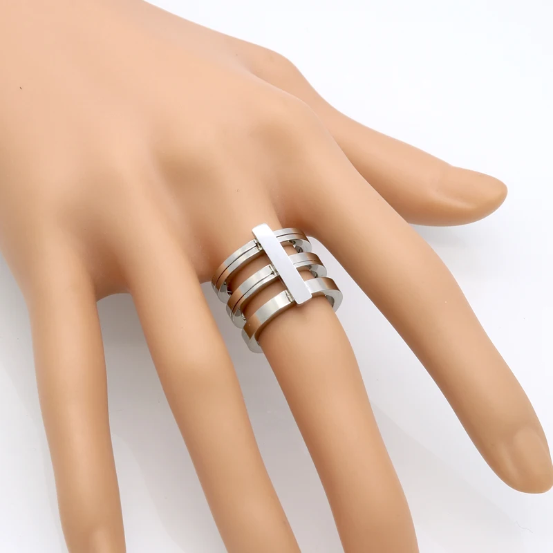 Fashion 3 Rows Layered Rings Midi Rings Punk Knuckle Ring 24k Gold Color Rings For Women Stainless Steel Ring Jewelry Wholesale