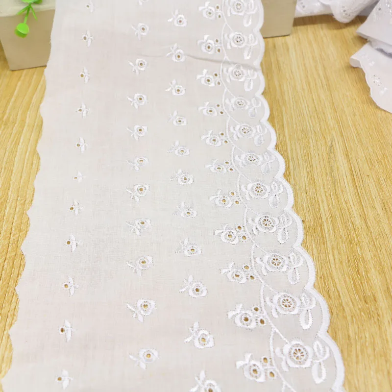Wide 3-15 white cotton lace fabric, DIY material garment accessories mixed size 20 yards