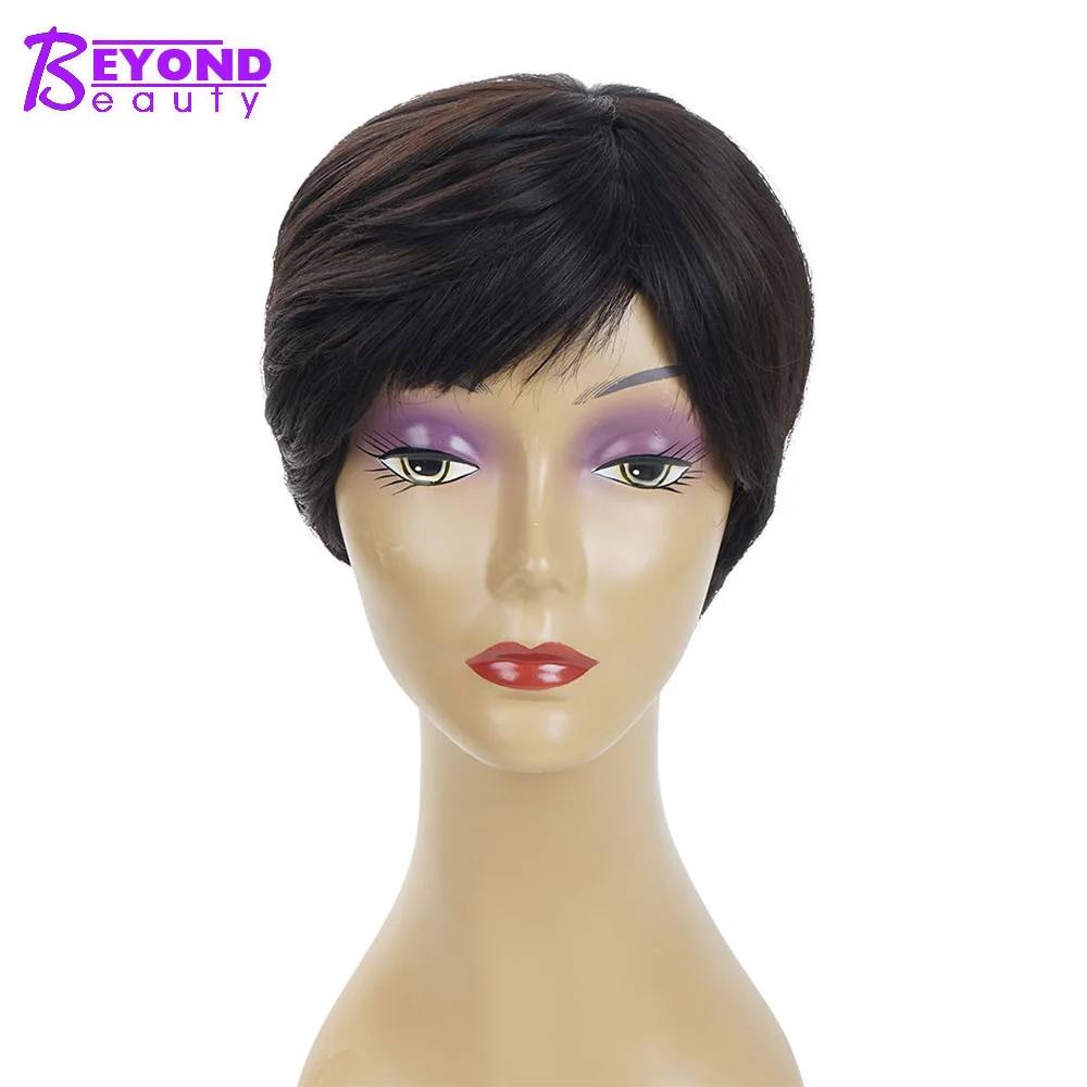 6inch Straight Synthetic Black Wig Cut Short Pixie Cut For Women High Temperature Fiber Wig Fashion Ladies Wigs For Sale