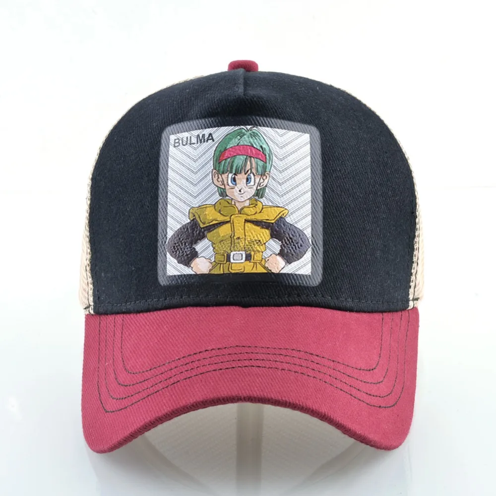 TQMSMY Summer Men's Mesh Trucker Hats Anime Character BULMA Women Baseball Cap Men Snapback Hat Adjustable Gorras TMDH101