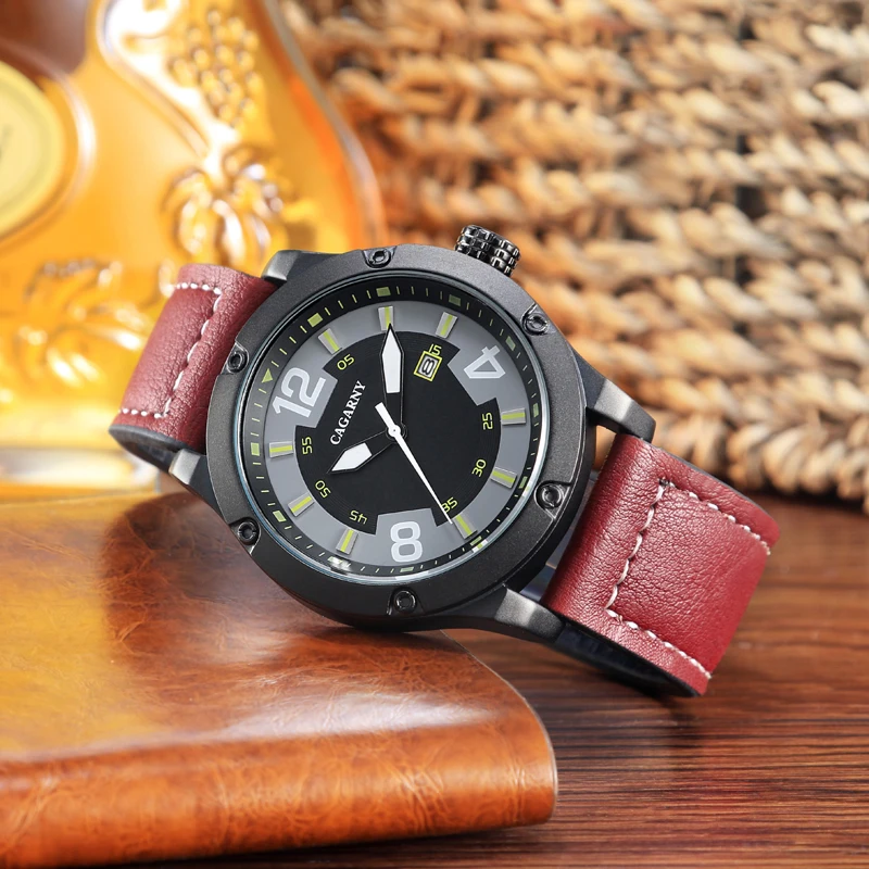 

Luxury Brand Quartz Watch Men Genuine Leather Waterproof Sports Mens Wrist Watches Man Auto Date Male Clock Montre Homme 2019