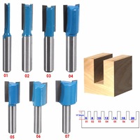 1pc/7pcs 8mm Shank Straight Router Bit Set 6/8/10/12/14/18/20mm Cutting Diameter