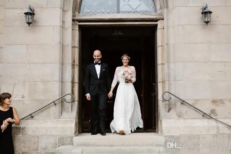 Veste de mariée Sexy à dos avec manches longues, châle, Appliques en dentelle sur mesure, offre spéciale, 2019