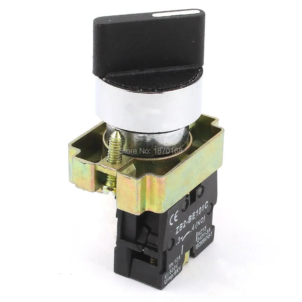 2Pcs XB2-BD21 22mm Rotary Selector Switch XB2-BD21 NO SPST 2 Position Maintained 600V 10A