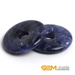 30mm 40mm 50mm Donuts Shape Natural Sodalite Loose Stone Beads For Pendant Making 1 Pcs To Sale