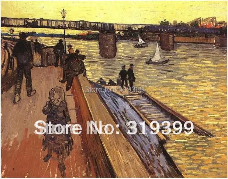 

Linen Canvas Oil Painting reproduction, Bridge at Trinqueataille by vincent van gogh,Free DHL Shipping,100% handmade