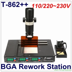 Puhui smt smd bga ir estação de retrabalho T-862 + + infravermelho retrabalho refluxo estação de solda soldador irda forno desoldering estação de retrabalho