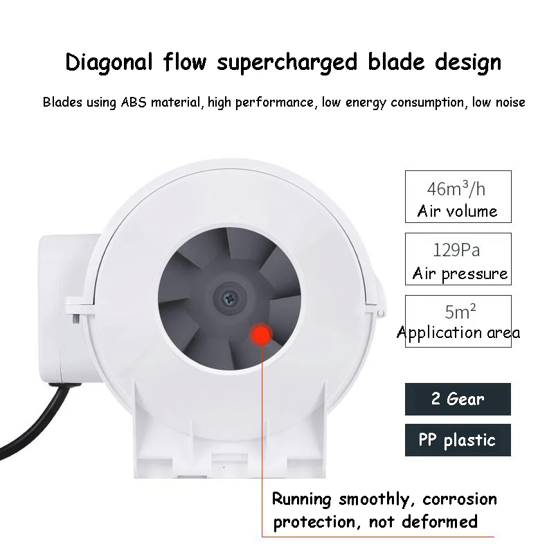 Ventilateur d'extraction silencieux, silencieux, puissant, pour salle de bain, tuyau de Ventilation, HF-75S