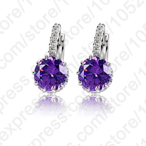 So Luxury Colorful  Genuine 925 Sterling Silver Jewelry AAA Cubic Zirconia CZ Lever Back Earring Women Part Accessory