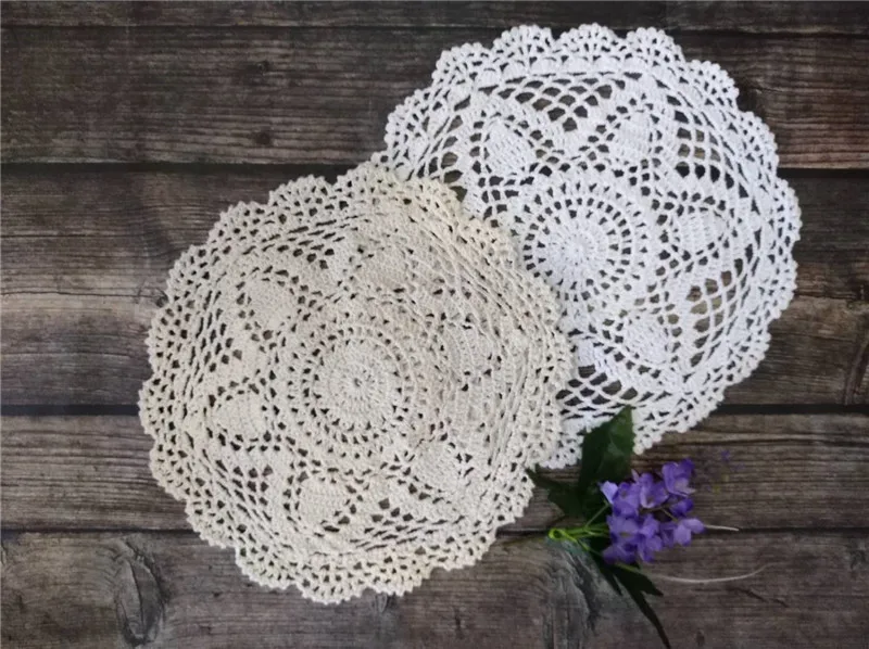 30cm Round Luxury Cotton Crochet Flowers Lace Coaster For Glass Wine Cup Coffee Mug Mat Placemat Pad Wedding Doily Table Kitchen