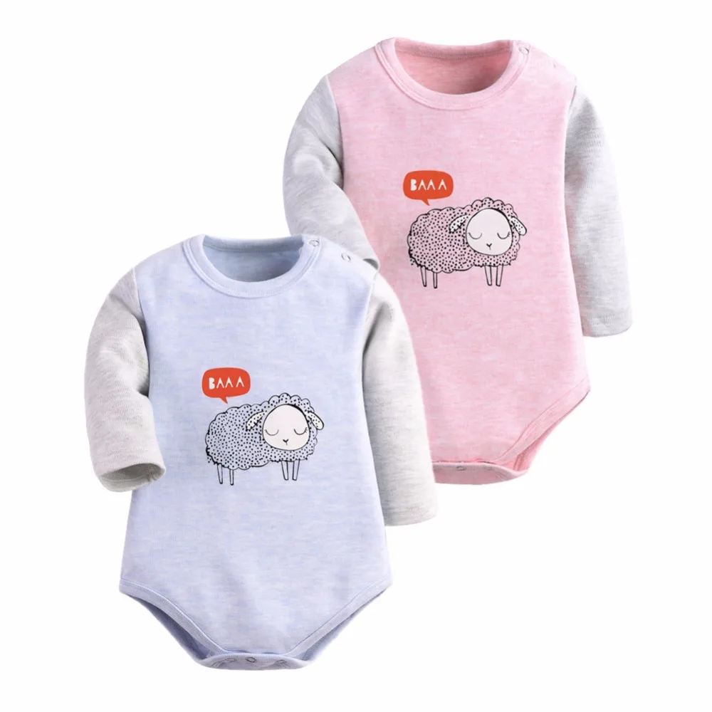 Baby Clothing 2 Pieces/lot Bodysuit Baby Long Sleeve Sheep Print Winter Baby Clothing Newborn Jumpsuits Bodysuit Baby