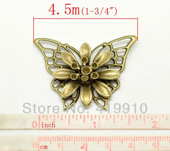 20Pcs Antique Bronze Filigree Butterfly Embellishment Metal Crafts Decoration DIY Findings Connectors4.5x3.5cm J0640