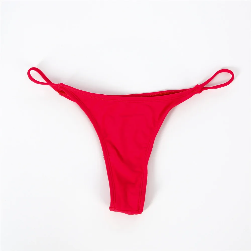 Tanga brasileño fruncido para mujer, traje de baño Sexy con Tanga en V, parte inferior de Bikini, ropa de playa