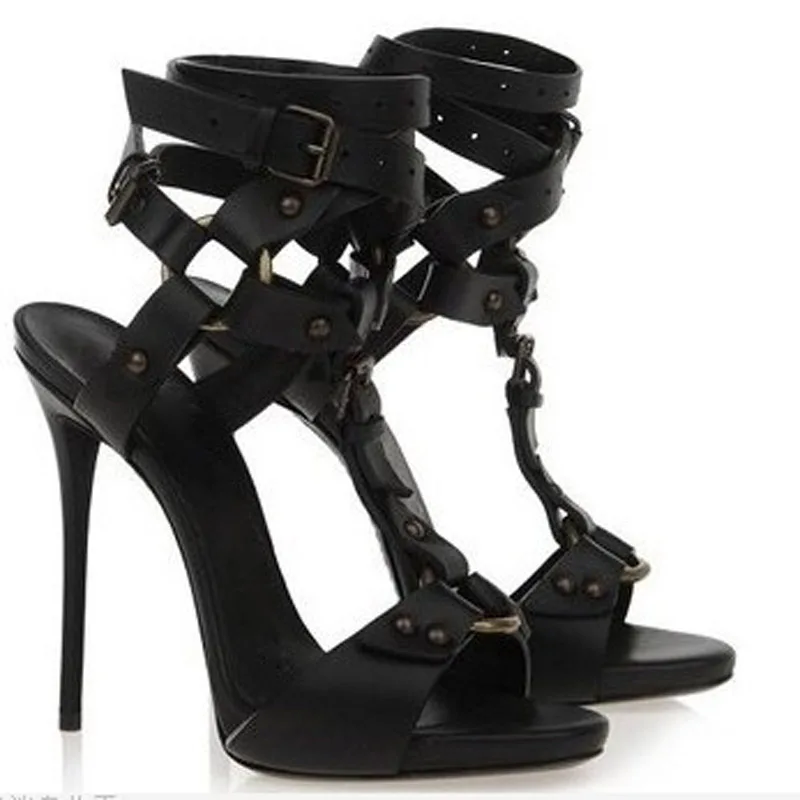 Sexy Circle Cross Strappy Gladiator Sandals Stiletto High Heel Ankle Strap Buckle Shoes Women Open toe Summer Dress Sandalias