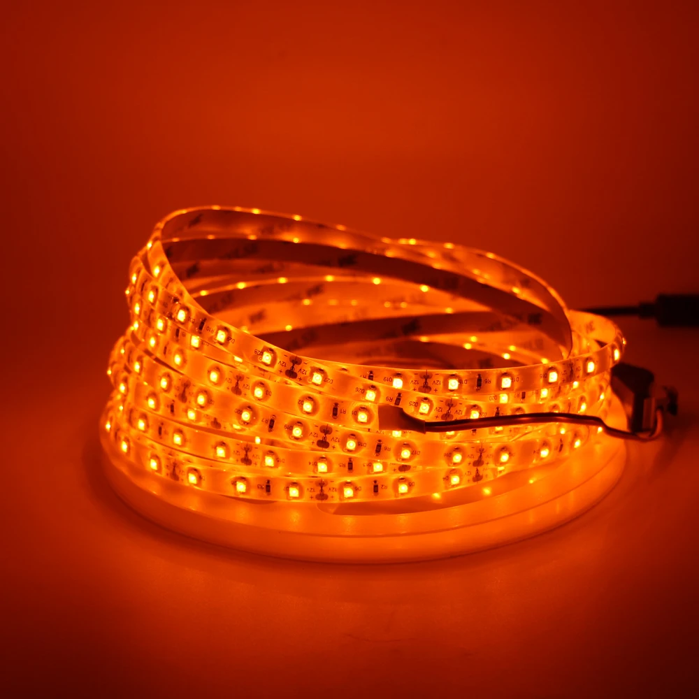 LED Strip Light 600nm True Orange SMD 5050 3528 Strip Ribbon Diode Tape rope lights 12V 1m 2m 5m Flexible Strip string lamp