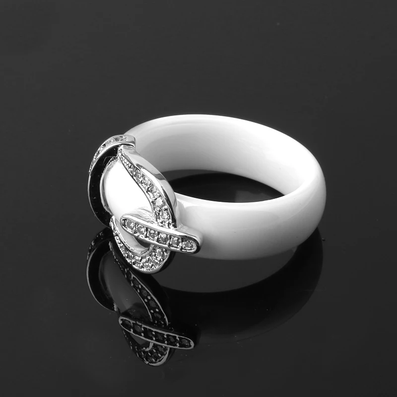 New Ring Jewelry CZ Stone Stainless Steel Belt Crown RING Black White Big Size 10 11 12 Ceramic Big Ring For Men Women Jewelry