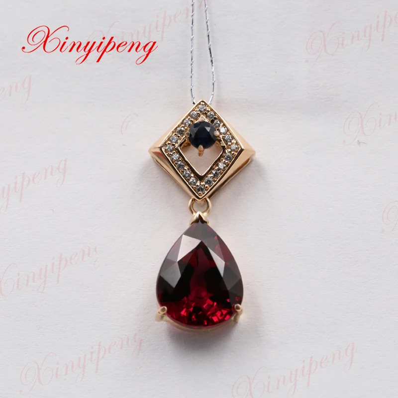 

Xinyipeng18K rose gold inlaid natural garnet pendants female design is beautiful