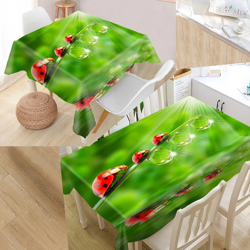 Ladybugs Custom Table Cloth Oxford Print Rectangular Waterproof Oilproof Table Cover Square Wedding Tablecloth