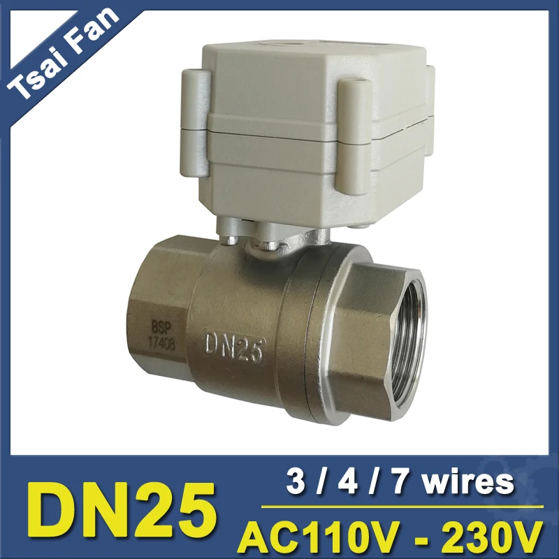 

AC110-220V BSP/NPT 1" Electric Automated Valve With Indicator 3/4/7 Wires TF25-S2-C Stainless Steel DN25 Metal Gear CE/IP67