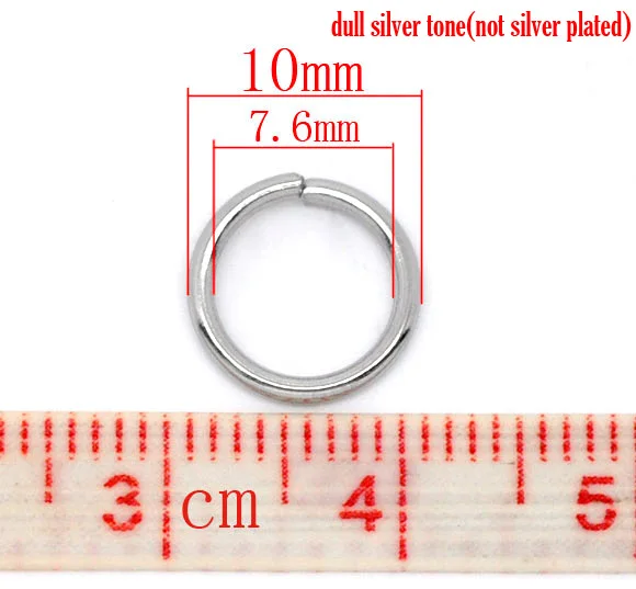 8Seasons 304 Stainless Steel Opened Jump Rings Findings Round Silver Color DIY Making Earring Jewelry 10mm( 3/8