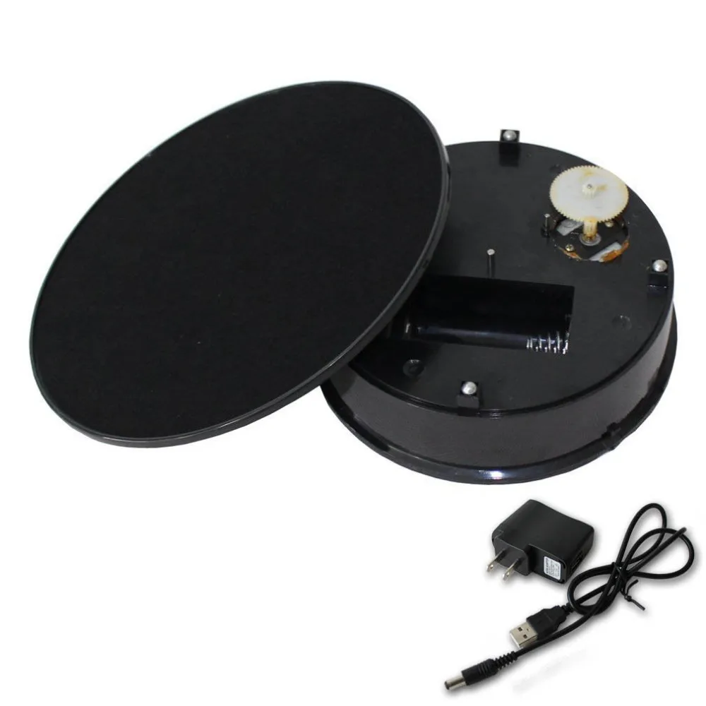 20cm Stylish Black Velvet Top Electric Motorized Rotary Rotating Display Turntable Max Load 1kg for Jewelry Modeldisplay Stand