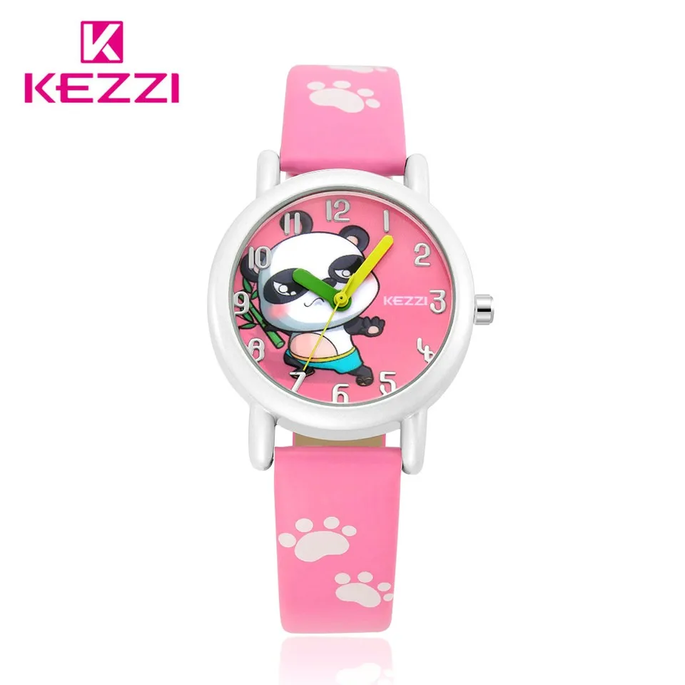 Nette Kinder Prinzessin Flugzeug Panda Cartoon Uhr Mode Schöne Mädchen Kinder Uhren PU Band Quarz Armbanduhr Kinder Kleid Uhr