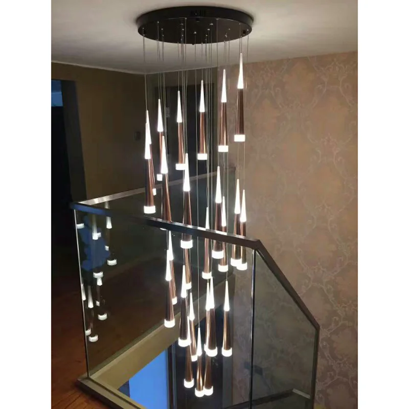 Creative LED Taper Pipe Dining Room Pendant Lights Bar Counter spiral Stair Aluminum Acrylic Tube Pendant Lamp