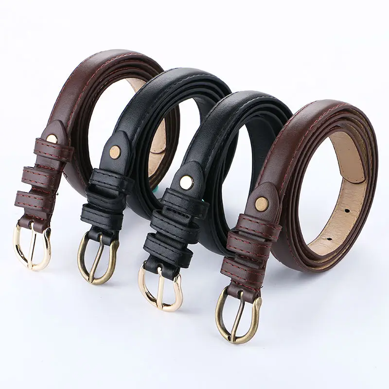 Ceinture Vintage à boucle ardillon pour filles, en cuir fin, design à la mode, sangle pour jean, haute qualité, décontractée, tendance, pour femme