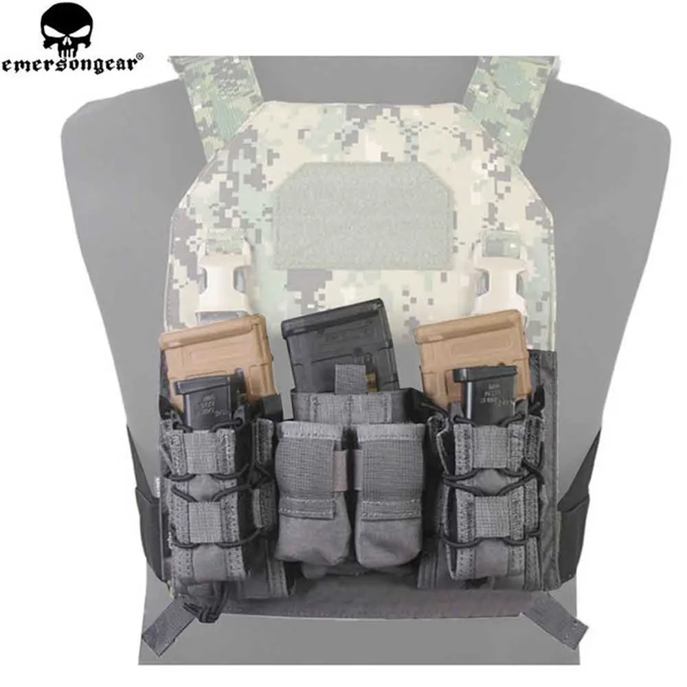 EmersonGear-Modular Combat Panel for Plate Carrier, Triple Open Top Vest Pouch, 1 