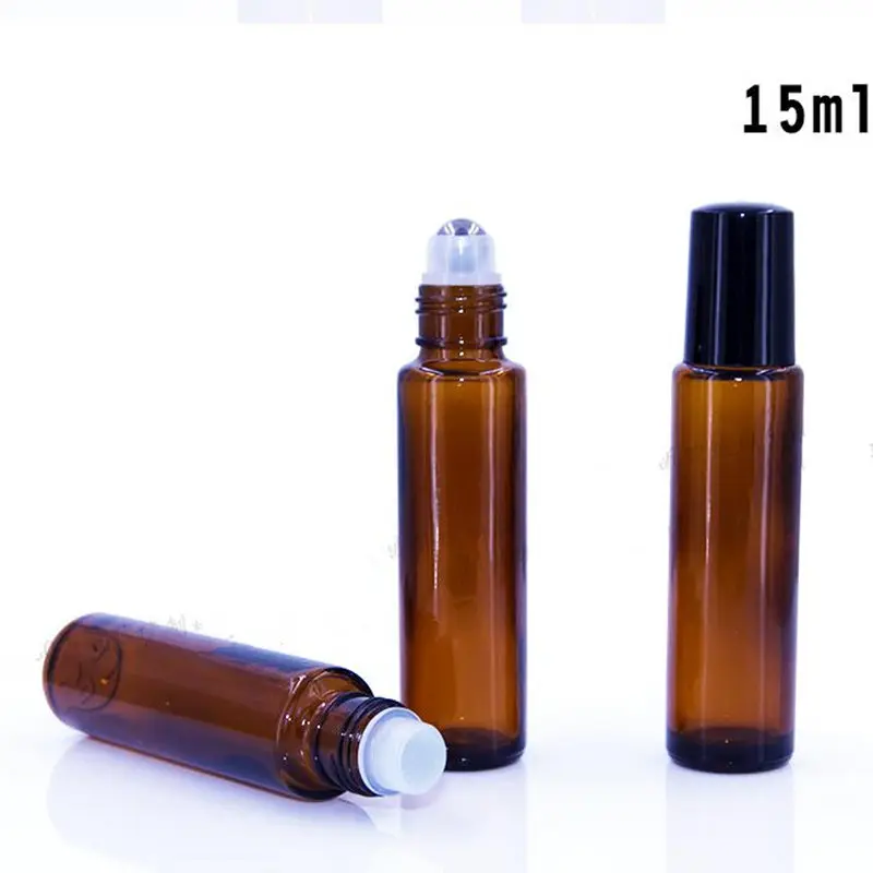 15ml Empty Brown Glass Bottle Roller Ball Essential Oil Liquid Container F20171142