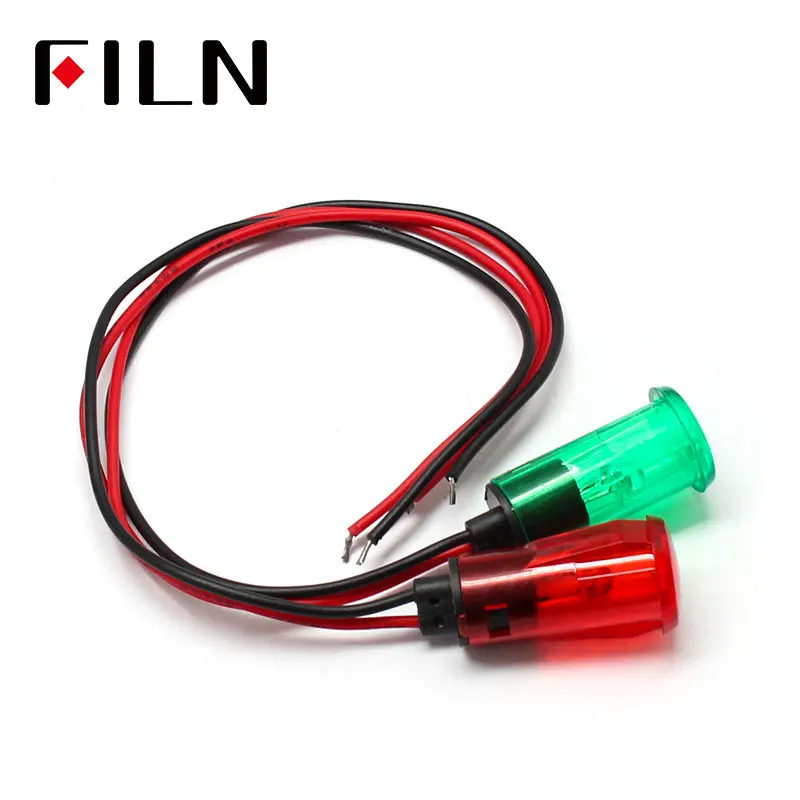 FL1P 13mm 12 v 250 V plastic indicator licht met 20 cm kabel op watermerk oppervlak